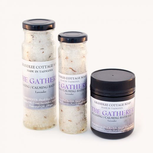 the gatherer relaxing calming bath salts TRIO Handmade Tasmania